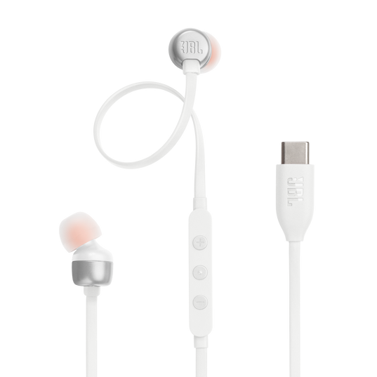 JBL Tune 310C USB - White - Wired Hi-Res In-Ear Headphones - Hero