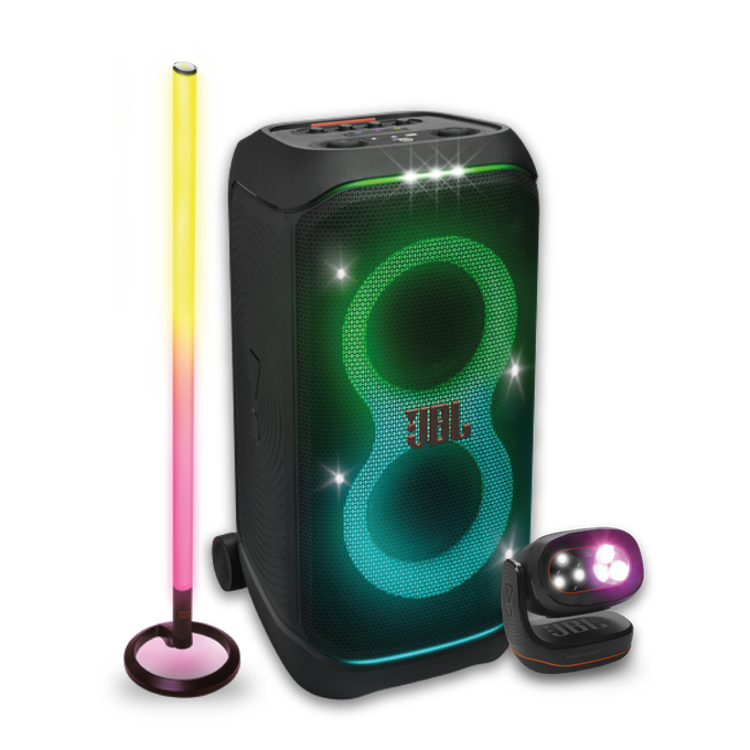 Combo Especial: JBL Partybox Stage 320 + JBL Partylight Beam + Partylight Stick