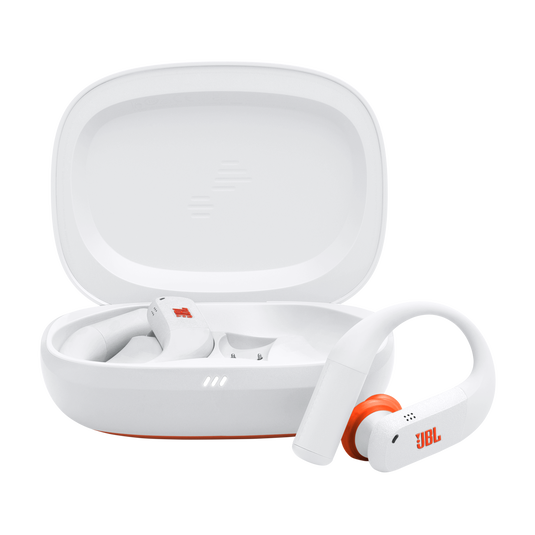 JBL Endurance Peak 4 - White / Orange - True Wireless Noise Cancelling Sport Earbuds - Hero image number null