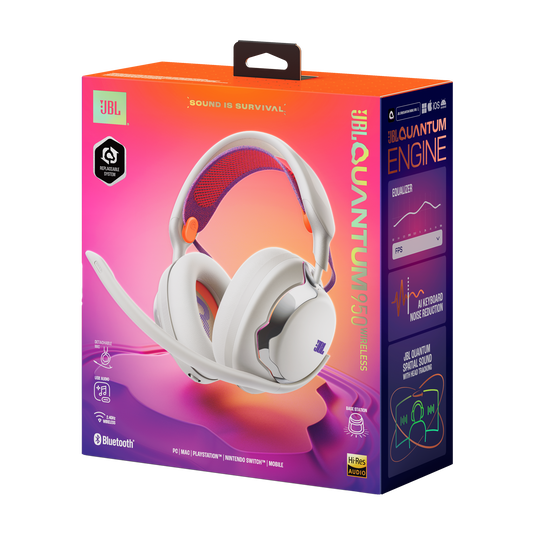 JBL Quantum 950 - White - Wireless multiplatform gaming headset with adaptive Noise Cancelling - Detailshot 15 image number null