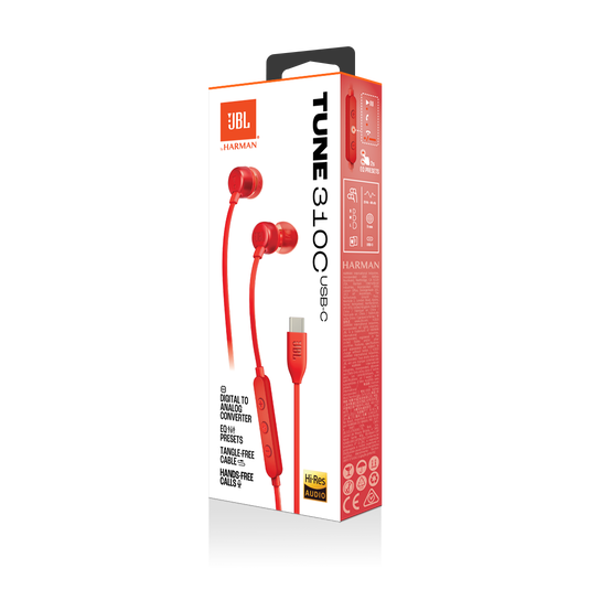 JBL Tune 310C USB - Red - Wired Hi-Res In-Ear Headphones - Detailshot 15 image number null