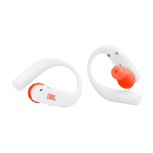 JBL Endurance Peak 4 - White / Orange - True Wireless Noise Cancelling Sport Earbuds - Front image number null