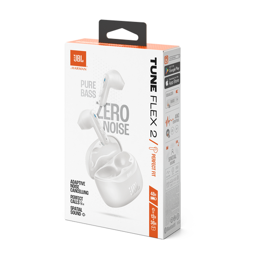 JBL Tune Flex 2 - White - True Wireless Noise Cancelling Earbuds - Detailshot 15 image number null