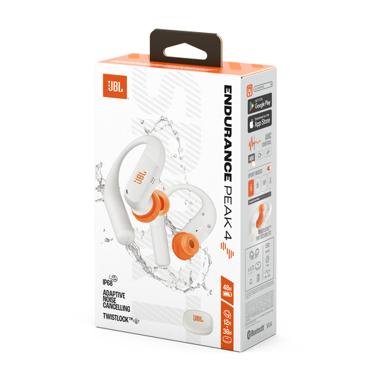 JBL Endurance Peak 4 - White / Orange - True Wireless Noise Cancelling Sport Earbuds - Detailshot 15 image number null
