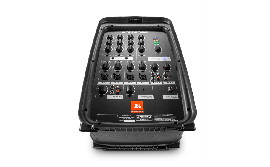 JBL EON208P Mezclador de 8 canales integrado con entrada para micr&oacute;fonos, guitarras y fuentes de nivel de l&iacute;nea. - Image